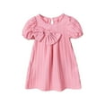 thumbnail image 3 of Pounoo New Girls Dresses 10-12 Fashion Solid Short Sleeve Toddler Girls' Dresses Round Neck Knee Length Dress Bowknot Skin-Friendly Dresses For Kids Girls, 3 of 8