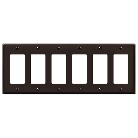 ENERLITES Decorator Light Switch Wall Plate, Receptacle Outlet Cover, Size 6-Gang, Unbreakable Polycarbonate Thermoplastic, UL Listed, Brown