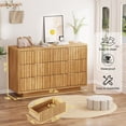 thumbnail image 3 of Fluted 6 Drawer Dresser for Bedroom, Wide Modern Chest of Drawers with Metal Handle, Curved Profile Design, Wood Closet Clothes Storage Organizer for Bedroom, Living Room, Hallway, 3 of 8