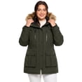 thumbnail image 3 of Wantdo Women's Plus Size Jacket Quilted Winter Jacket with Faux Fur Lined Hood Army Green 4X, 3 of 9