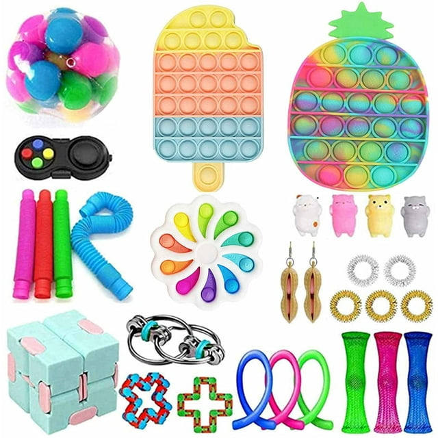 Sensory Fidget S Set, Push Bubble Pop Fidget Set, Stress Relief Fidget Pack For Kids Adults(#Fidget -13)
