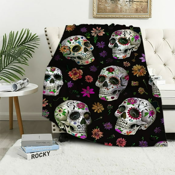 Qinduosi Gifts for Women,Super Soft Skull Blanket for Adults Men Kids Girls,Skull Blankets and Throws for Home Bed Sofa Couch Christmas