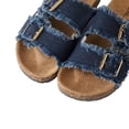thumbnail image 2 of Roxoni Women's Comfort Flat Sandals Double Buckle Adjustable Straps Flat Slides Footbed Suede, 2 of 6