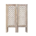 thumbnail image 5 of Mesh Cut Out Carved Mango Wood Octagonal Folding Table with Round Top Antique White and Brown - Saltoro Sherpi, 5 of 6
