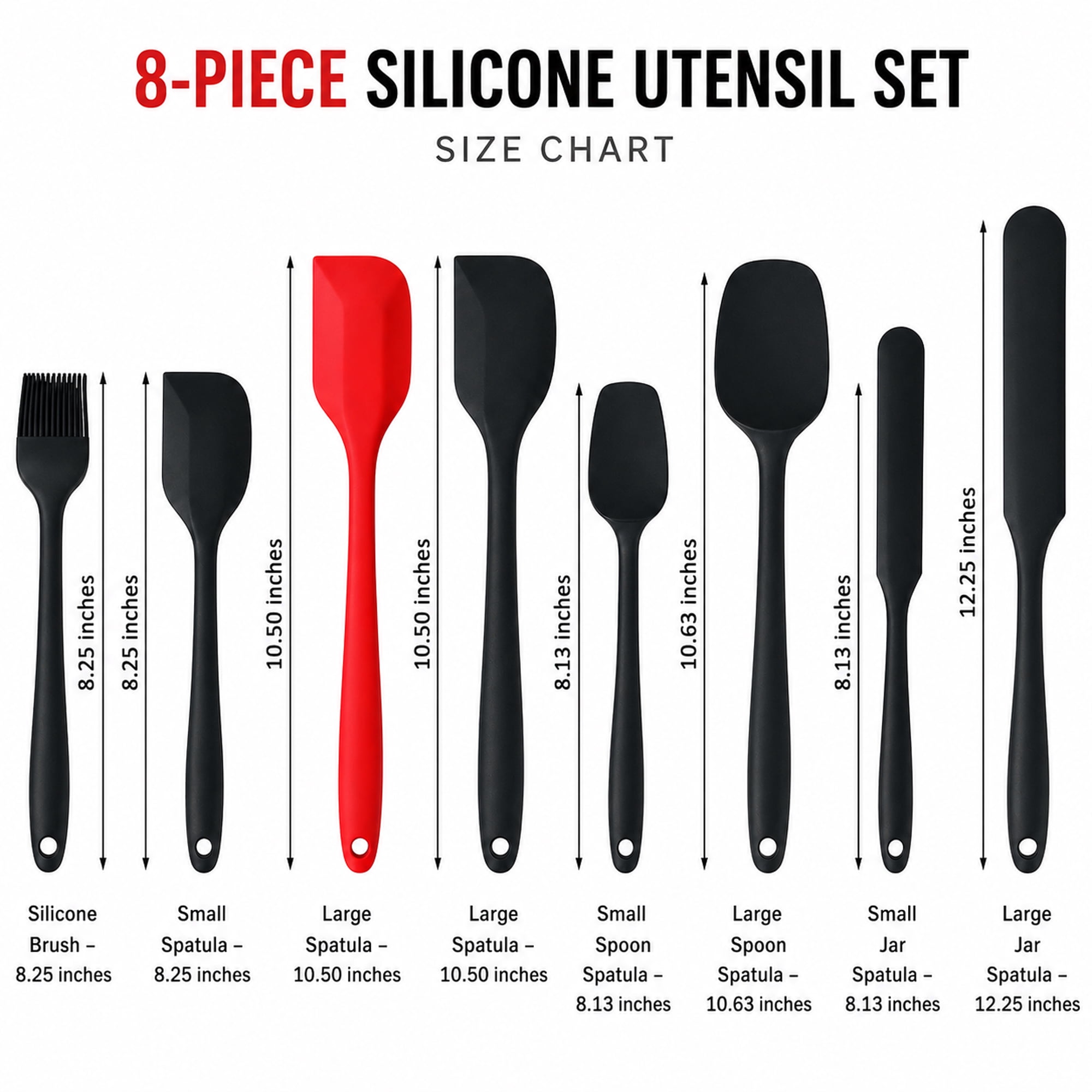 8-Piece BPA-Free Silicone Spatula Set, Kitchen Scraper Utensils for Baking, Mixing, Cooking & Nonstick Cookware