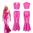 thumbnail image 2 of Margot-Cosplay de Barbie para mujer, fiesta de Halloween Disfraces de, Top rosa, ropa de playa, nueva película, 2 of 5