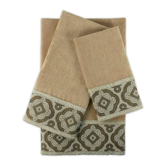 Sherry Kline  Merrill Beige 3-piece Embellished Towel Set