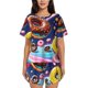 thumbnail image 1 of Fotbe Space Colorful Donut Conjunto de Pijama Estampado para Mujer, 2 Piezas, Ropa de Dormir con Camiseta de Manga Corta y Shorts Suaves-4X-Large, 1 of 6