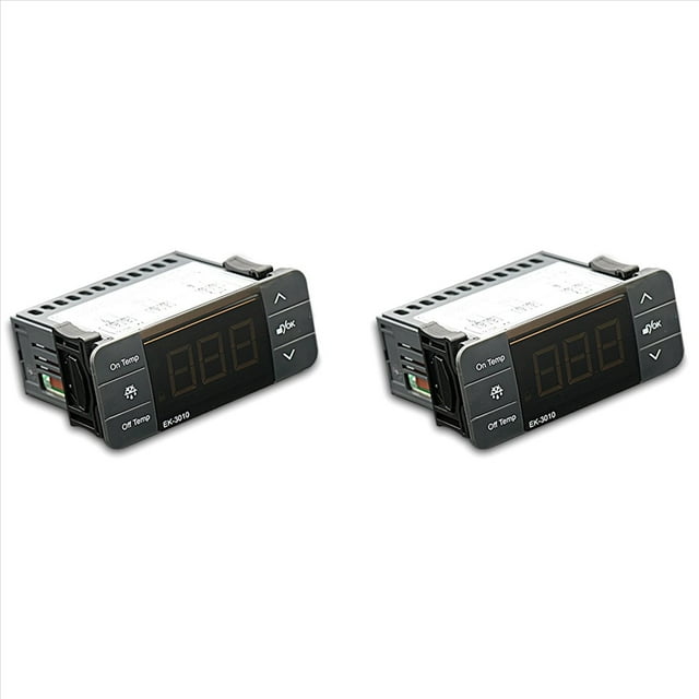 2X EK-3010 Temperature Controller 220V Sensor Refrigeration Heating Alarm Thermostat with Probe for Cold Storage Freezer,2 x Thermostat 2 x probe,Black