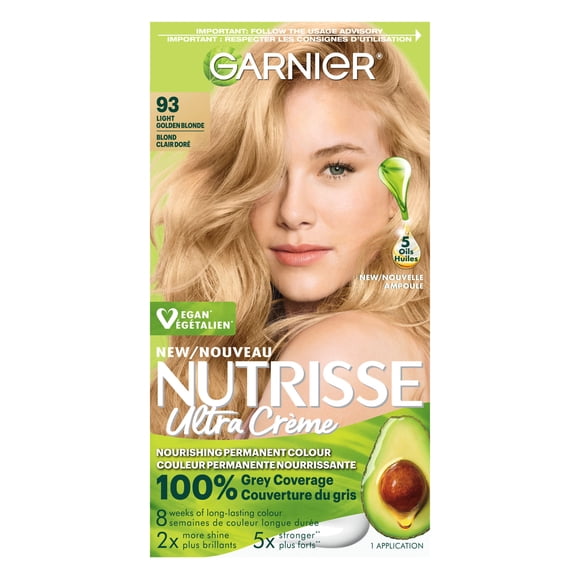 Garnier Nutrisse Ultra Crème Permanent Hair Dye, 100% Grey Coverage, Natural Hair Colour with Avocado Oil, 1 Application