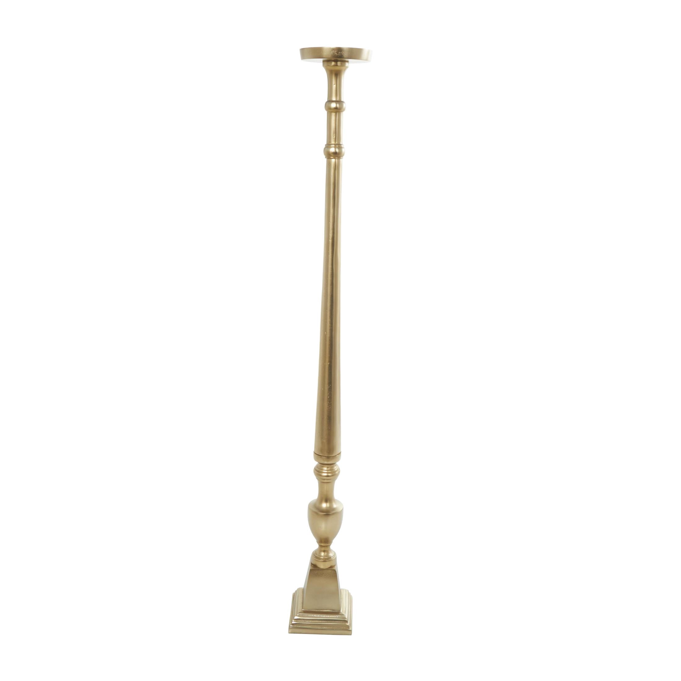 DecMode 2 Candle Gold Aluminum Metal Tall Floor Candle Holder, Set of 2