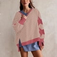 thumbnail image 2 of Timegard Womens Crewneck Sweatshirts Striped Long Sleeve Side Split Pullover Fall Casual Loose Tops, 2 of 6