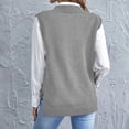 thumbnail image 5 of Women's Solid Color Knitted Fashion Vest, Casual V-Neck Base Layer Sweater for Autumn and Winter Outfits,Light Gray,L, 5 of 5