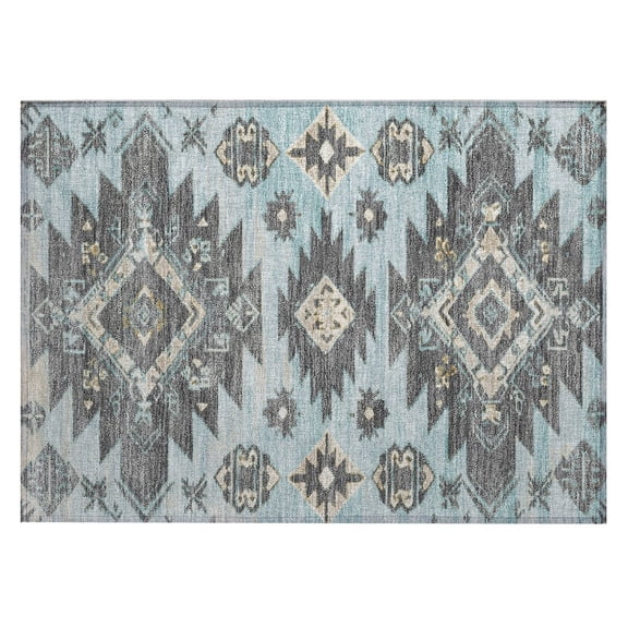 Dalyn Rugs Machine Washable Indoor/Outdoor Chantille Teal 1'8" x 2'6" Rug