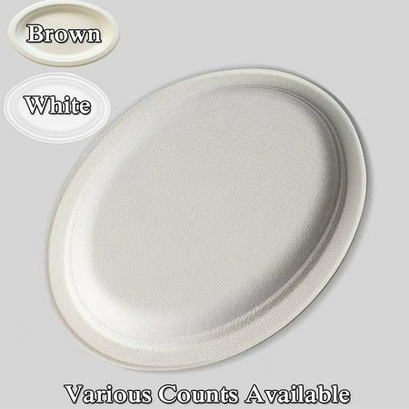 

12 In Compostable Plate Natural Cashew Nuts (sugarcane Fiber) Daily Tableware - Disposable - Oval Shaped - Suitable for Microwave Heating - Gluten Free
