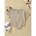 thumbnail image 3 of aturustex Infant Newborn 0M 6M 12M 18M 24M Baby Boy Girl Romper Waffle Knit Oversized Bear Print Short Sleeve Bodysuit Cute Summer Jumpsuit, 3 of 9