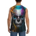 thumbnail image 4 of Lsque Modern Abstract Colorful Skull Print Men's Cotton Blend Sleeveless Muscle Shirts (S-3XL)- Moisture Wicking, Odor Protection, UPF 30+,3X-Large, 4 of 8