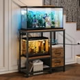thumbnail image 5 of 20-29 Gallon Fish Tank Stand with Power Outlet Vintage Metal Aquarium Stand with 2 Fabric Drawers Heavy Duty Reptile Tank Stand with 3-Tier Adjustable Storage Shelves, Left-Right Mounting, 5 of 9