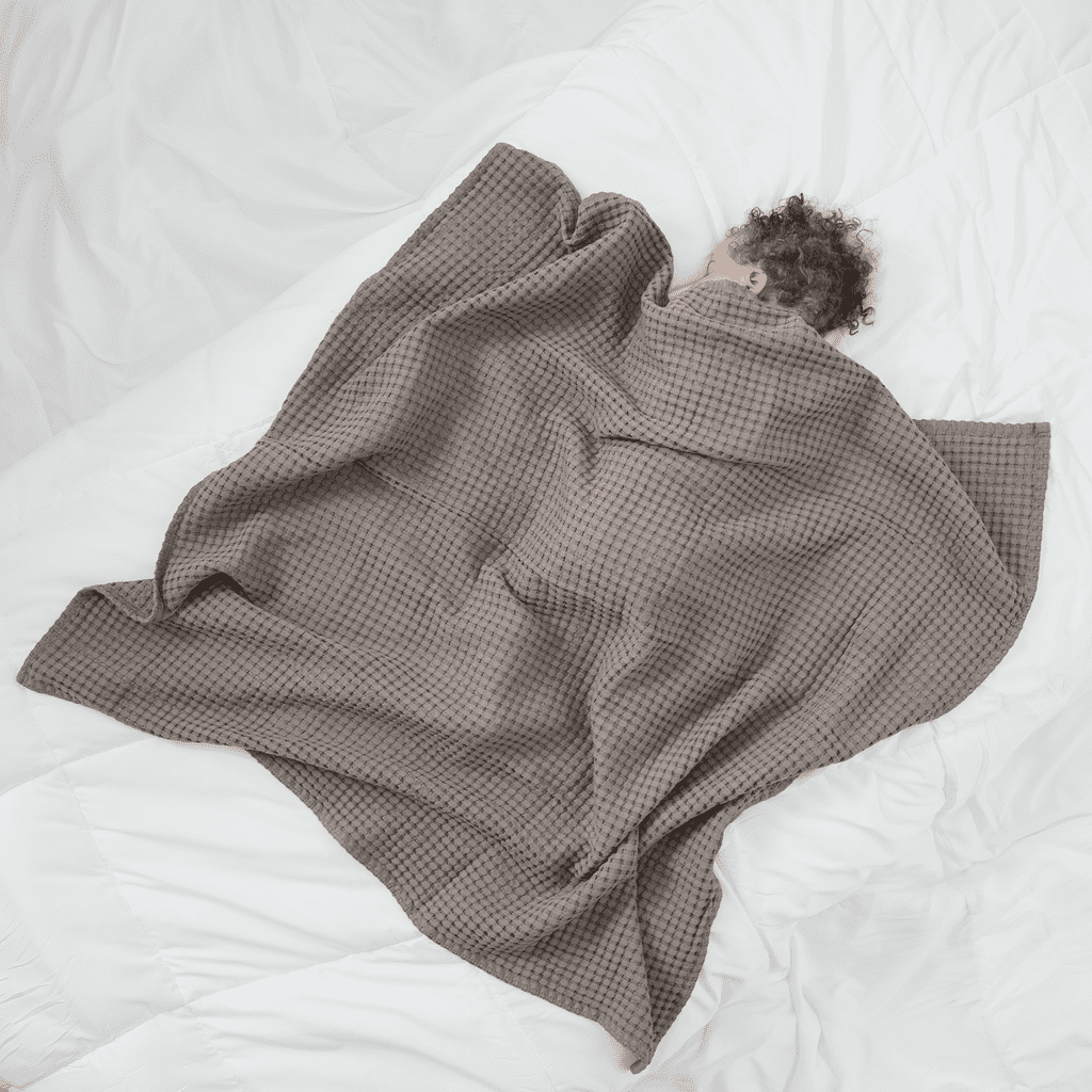 Comfy Cubs Waffle Weave Blanket - 40” x 40” - 100% Cotton Soft, Lightweight Baby Blanket, Charcoal