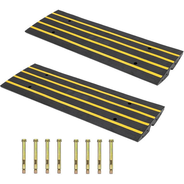 2 Pack 50T 4FT Rubber Driveway Curb Ramps Heavy Duty Low Profile Slope Ramp for Cars Trucks Trailers and Wheelchairs