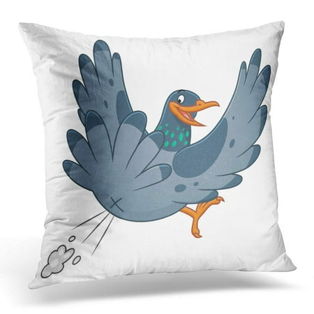 - ECCOT Gray Poop Snide Pooping Pigeon Bird Pillowcase Pillow Cover Cushion Case 18x18 inch