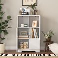 thumbnail image 3 of imerelez Wooden Floor Cabinet with 2 Glass Doors and Storage Space for Living Room, Bathroom, Entryway (White), 3 of 7