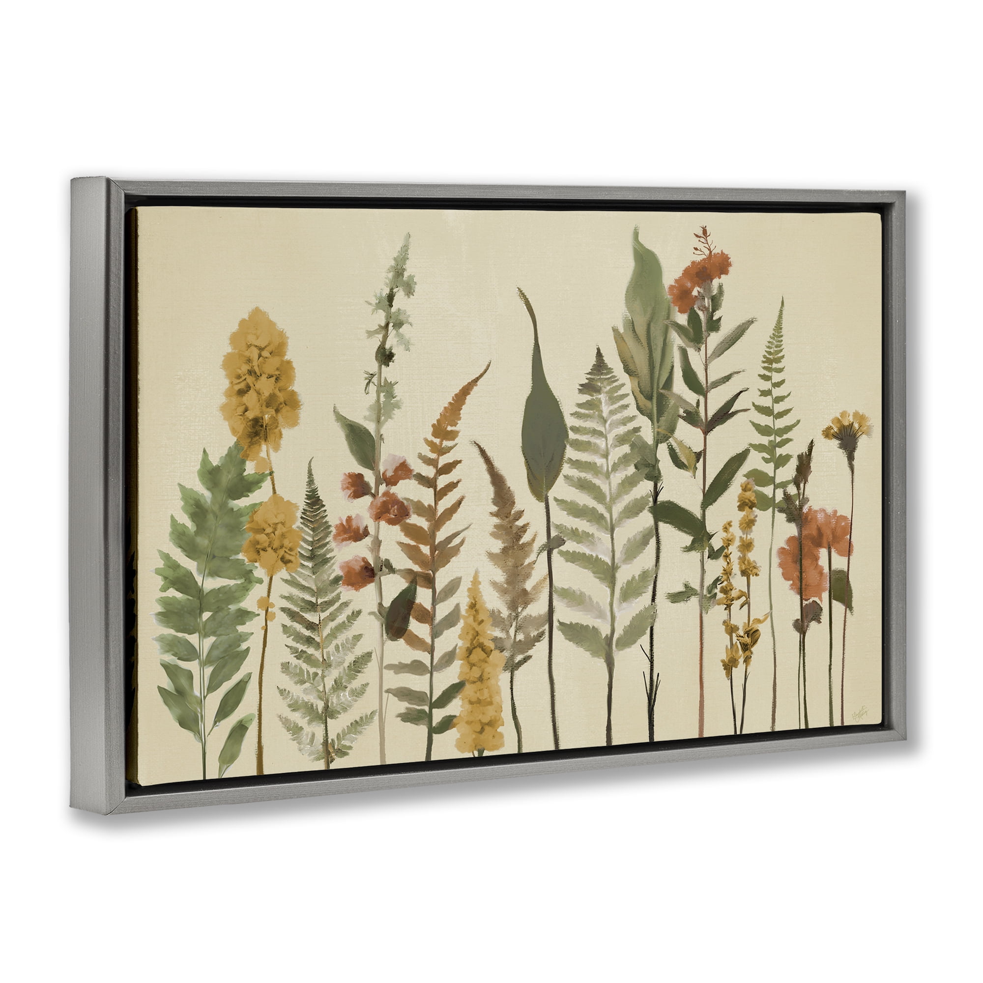 Stupell Industries Fall Toned Botanics Gray Framed Floater Canvas Wall Art, design by Elizabeth Medley