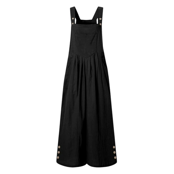 Nmmued Linen Overalls for Women, Overalls for Women Loose Fit, Bib Overalls Women, Baggy Overalls for Women, Wide Leg Overalls for Women, Black L