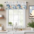thumbnail image 2 of Summer Marine Life Valance Curtain for Windows Watercolor Starfish Ocean Shell Conch Wood Grain Rod Pocket Curtain Valances Short Window Treatments for Kitchen Bathroom Laundry Basement 42 x 18 Inch, 2 of 9