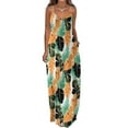 thumbnail image 2 of Burnt Orange Lounge Dresses for Women Fall Summer Sleeveless Spaghetti Strap V Neck Floral Print Maxi Long Loose Fit Dresses Women 2025 Clothing Trendy M, 2 of 4