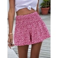 thumbnail image 5 of Boho Floral High Waist Drawstring Skorts for Women - Summer Ruffle Flowy Skirts Rose Red S, 5 of 8