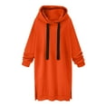thumbnail image 2 of Idoravan Hoodies for Women, Women's Hooded Sweatshirt, Women's Color Long Velvet Loose Casual Long Sleeved Hooded Tops Orange L, 2 of 7