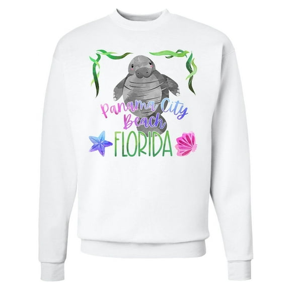 Inktastic Panama City Beach Florida Cute Swimming Manatee Adult Sweatshirt