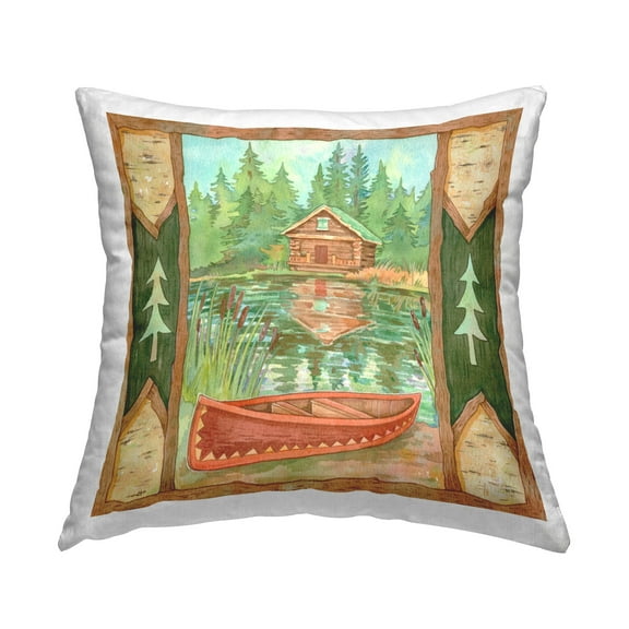 Stupell Industries Canoe on Lake View Decorative Printed Throw Pillow Design by Andrea Tachiera