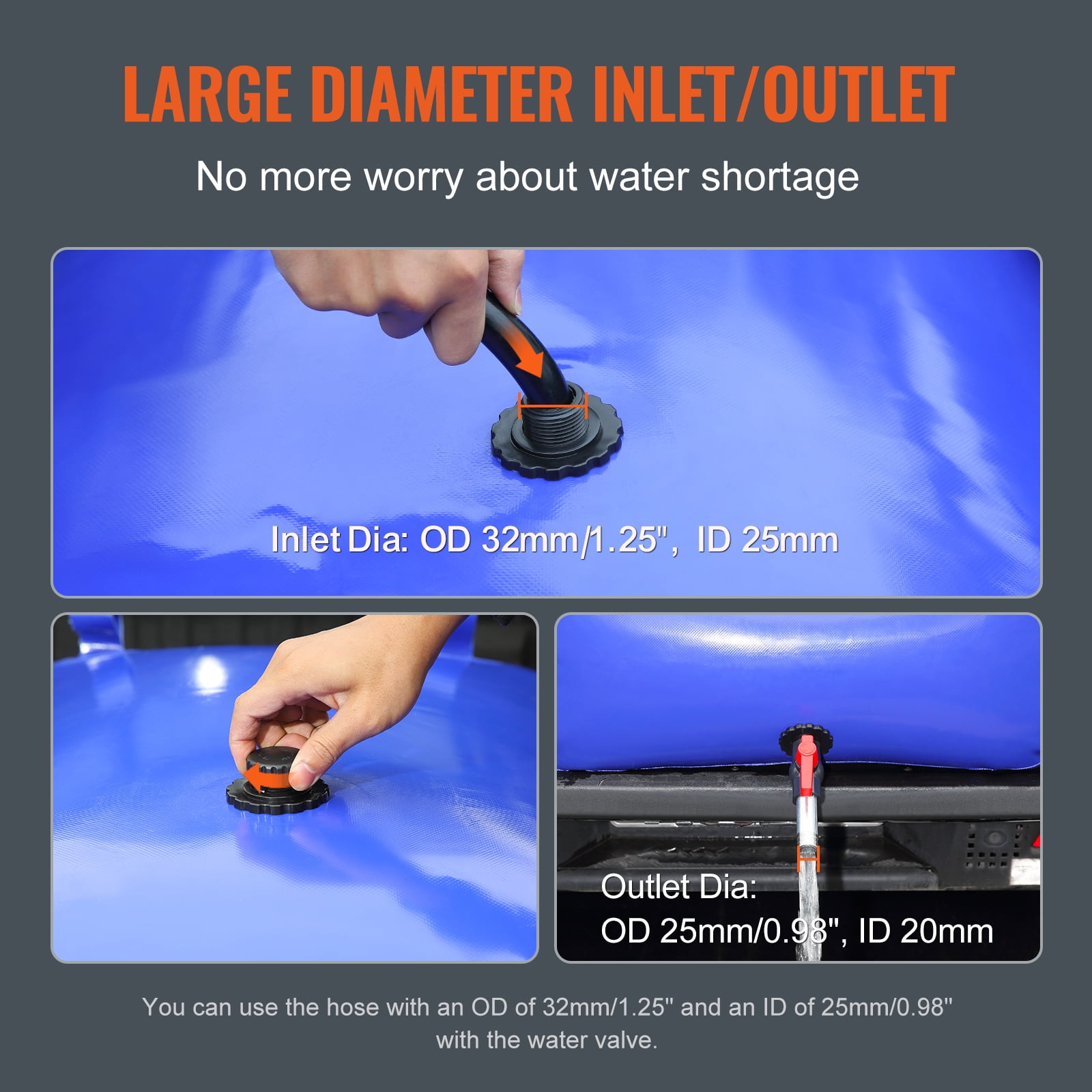 KFFKFF Water Storage Bladder 330L / 87Gallon Portable Water Tank PVC Collapsible Water Containers, RV Storage Tank, Soft Water Bag for Camping, Fire Safety, Emergency Hydration (Blue)