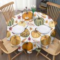 thumbnail image 3 of Fall Pumpkins Leaves Pattern Round Tablecloth 60" X 60",Wrinkle Wipeable Table Cloth for Kitchen Dining Room Picnic Patio Party, 3 of 6