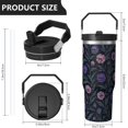 thumbnail image 5 of 1pc Goth Skull 30oz Tumbler with Straw & Handle - Insulated Stainless Steel Cup | Holiday Gift for Man Women (Christmas, Valentine's, Birthday), 5 of 7