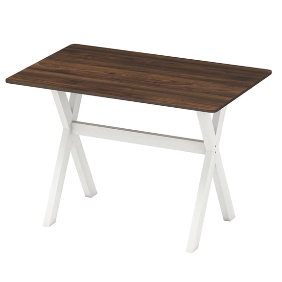Demi Bonn Modern Wooden Dining Table,X-Shaped Frame Reinforced Crossbar,Non-Slip Pads,White