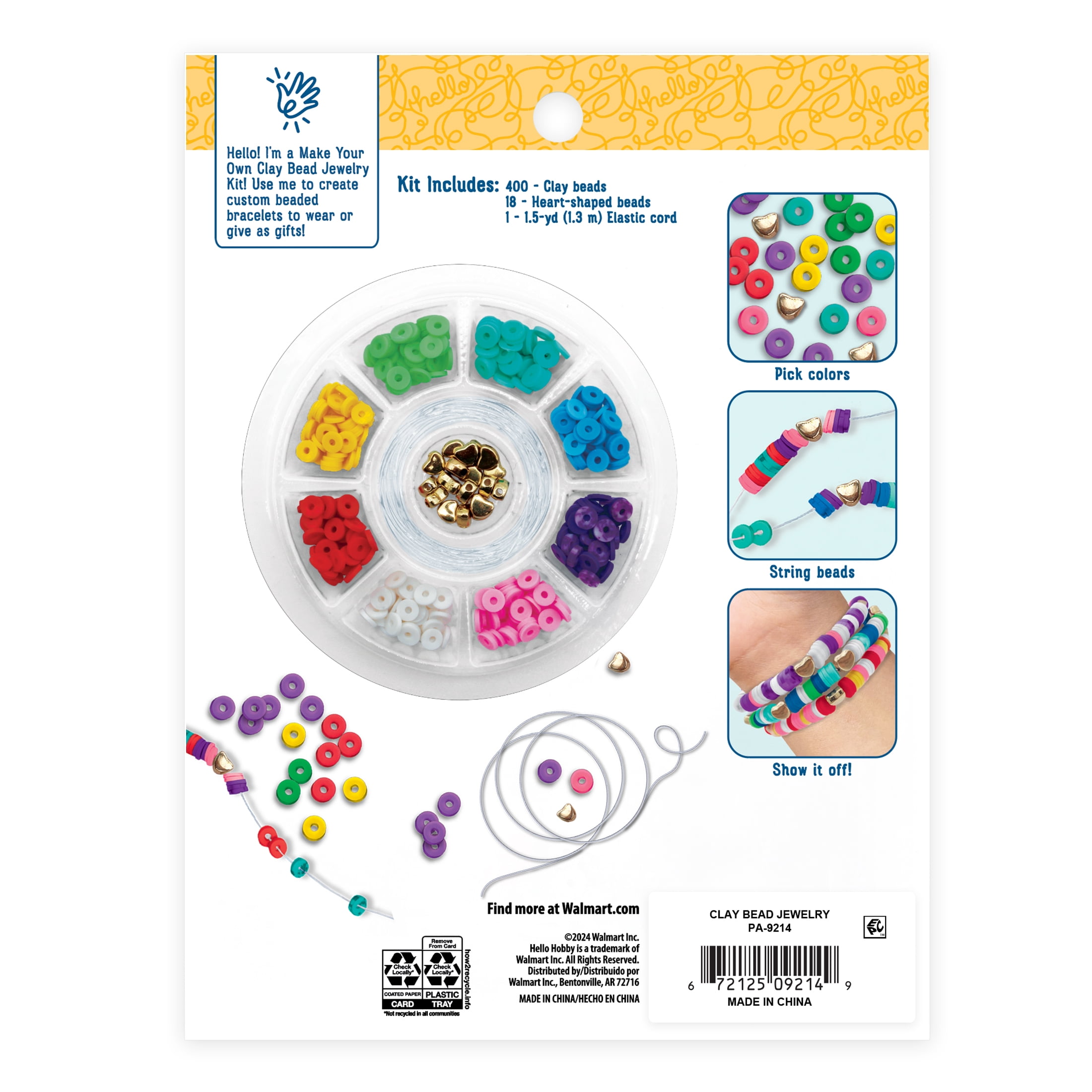 (2 pack) Hello Hobby Clay Bead Jewelry Making Kit for Kids