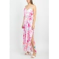 thumbnail image 2 of Tahari ASL V-Neck Spaghetti Strap Tie Waist Zipper Back Multi Print Slit Side Satin Dress-BLUSH / XS, 2 of 4