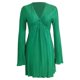 thumbnail image 5 of Vestido elegante de color liso con cinturón, mangas acampanadas y corte ajustado, vestido midi de fiesta, 5 of 6