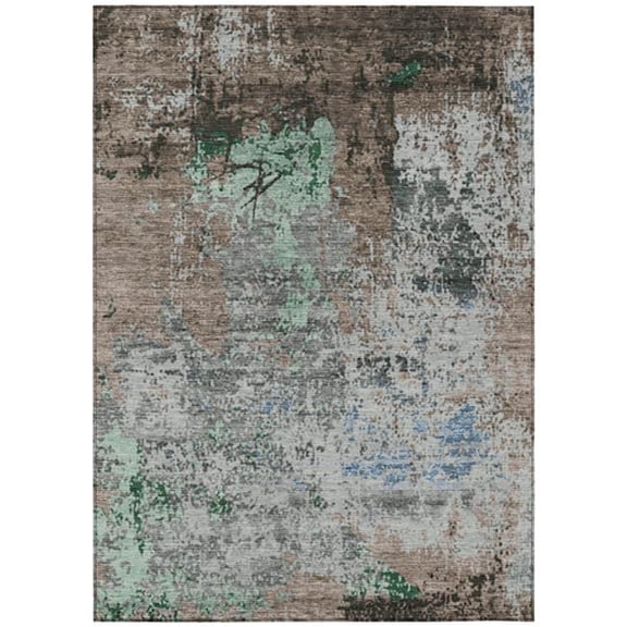 HomeRoots 625539 9 x 12 ft. Taupe & Ivory Abstract Washable Transitional Indoor & Outdoor Rectangle Area Rug