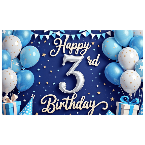 Yatrandify Colorful Balloons Happy Birthday Banner Festive Design Party Decoration for Kids 3rd Birthday Celebration