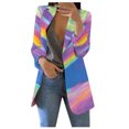thumbnail image 1 of Chaquetas de traje de lentejuelas Cárdigan estampado con botones y bolsillos para mujer, traje Formal, de manga larga, chaqueta de oficina de negocios, abrigo, blusa,blazer moda（Morado， XL), 1 of 5