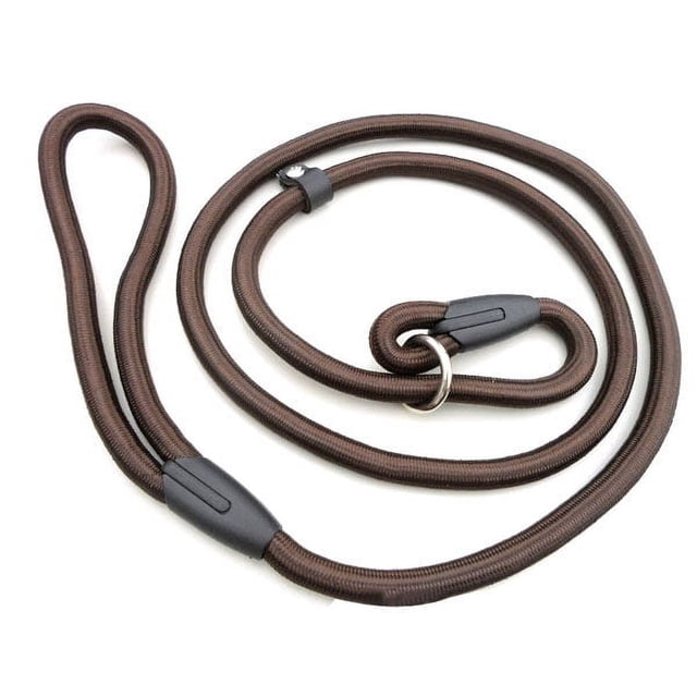 SHISUYAN 0.6*140cm Pet Dog Nylon Adjustable Loop Training Lead Collar Leash Traction Rope (Coffee)