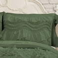 thumbnail image 3 of D.N.G. BEDDINGS 800 Thread Counts, 100% Egyptian Cotton, 550 GSM Microfiber filled Quilt Ruffled With Small Pom Pom Textured 1 Piece Super King Size Comforter, Moss, 3 of 6