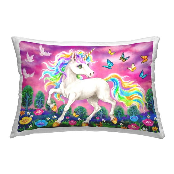 Stupell Industries Unicorn & Garden Butterflies Decorative Printed Throw Pillow Design by Kayomi Harai