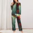 thumbnail image 2 of Salouo Flying Parrots In Jungle Pattern Women's Pajamas Set Long Sleeve Button Down Sleepwear Soft Pj Lounge Sets for women 2 Piece Pjs Set with Long Pants-X-Large, 2 of 7