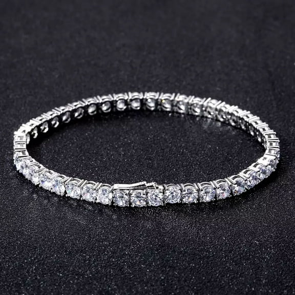 Tennis 7.5" Bracelet 8Ct Lab Created Round Cut Diamond 14K White Gold Plated