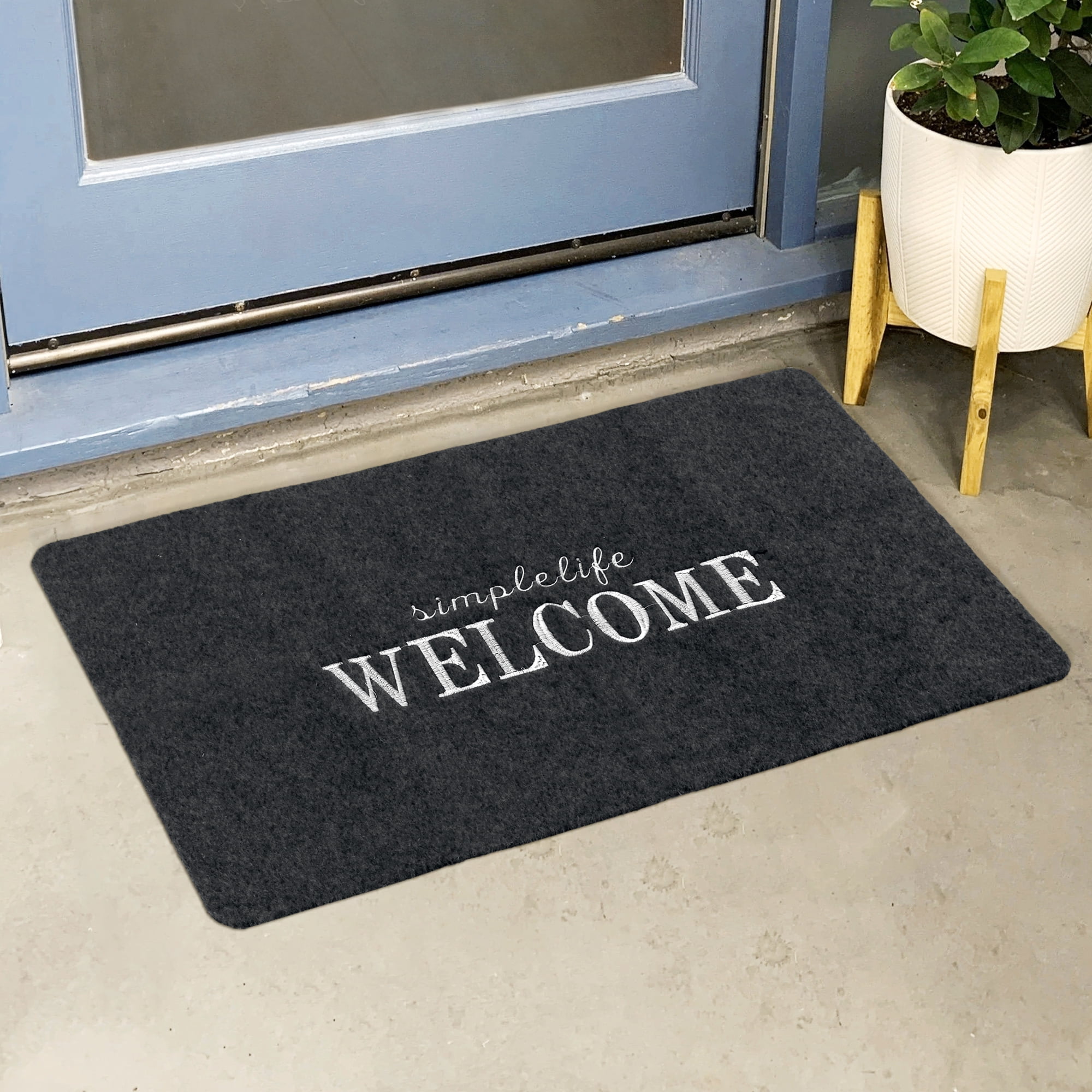 Front Door Mat Outdoor Indoor Welcome Mats Outside Entrance Grey –  Discounted-Rugs
